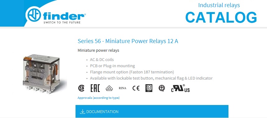 Finder Series 56 - Miniature Power Relays Catalog